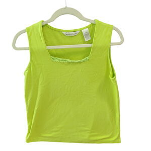 Drapers & Damons Womens Tank Top Green Size Medium Cotton Blend Sleeveless